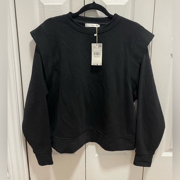 Mango Quilted Panel Black Sweatshirt in L NWT - Picture 2 of 8
